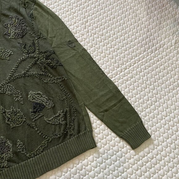 NWOT Kenzo men's Embroidered linen blend sweater Size XXL Green - Picture 8 of 14